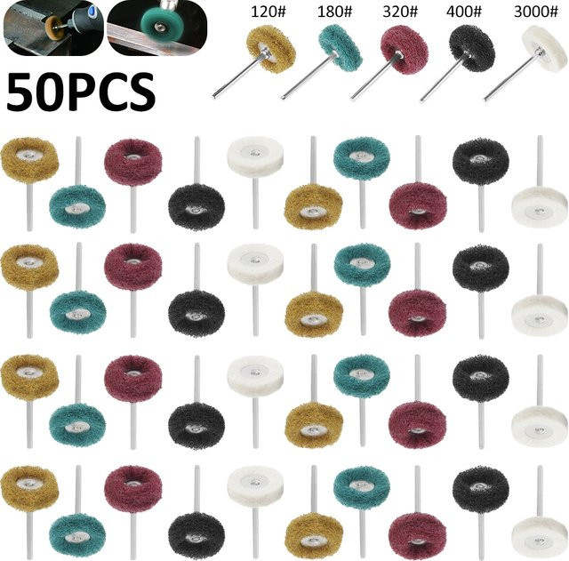 50 Stück Nylon Schleifbürsten Polierräder und Schleifköpfe in Braun für Dremel Zubehör Werkzeuge - Bild 1