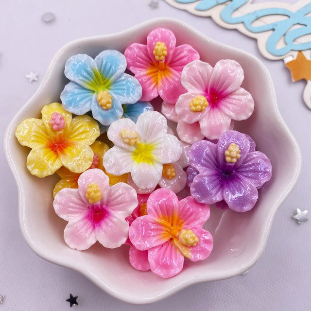 Diy Super Paradise 20er Set bunte Pfirsichblüten aus Harz als flache Blumen-Figuren für Scrapbook und DIY-Bastelarbeiten - Bild 1