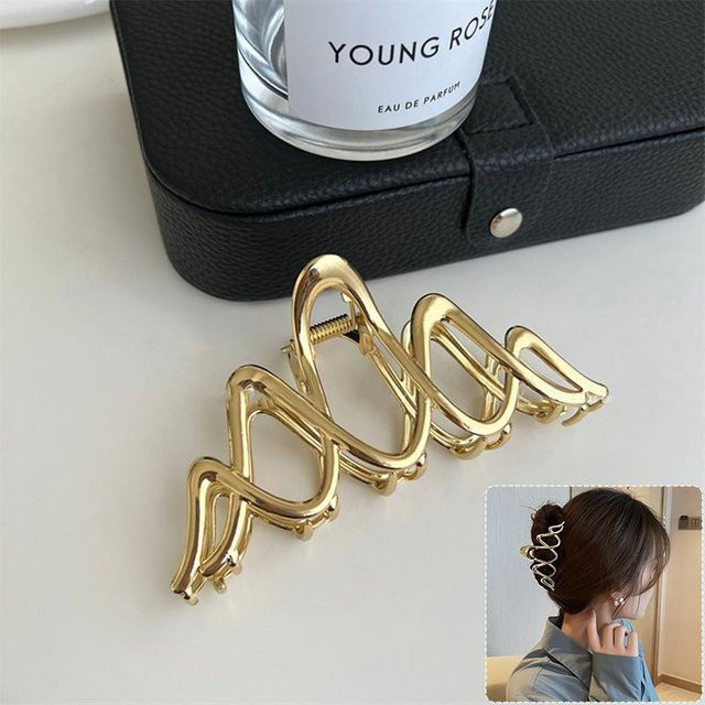 YULIN Haarspangenclip, Geometrische Welle, Gold Silber, Damen - Bild 1