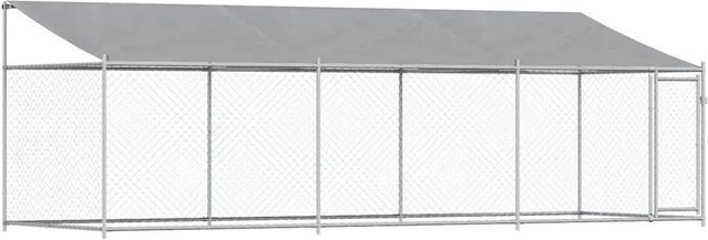 vidaXL Hundezwinger aus verzinktem Stahl mit Dach und Tür, Grau, B/T/H: 6 x 2 x 2 m - Bild 1