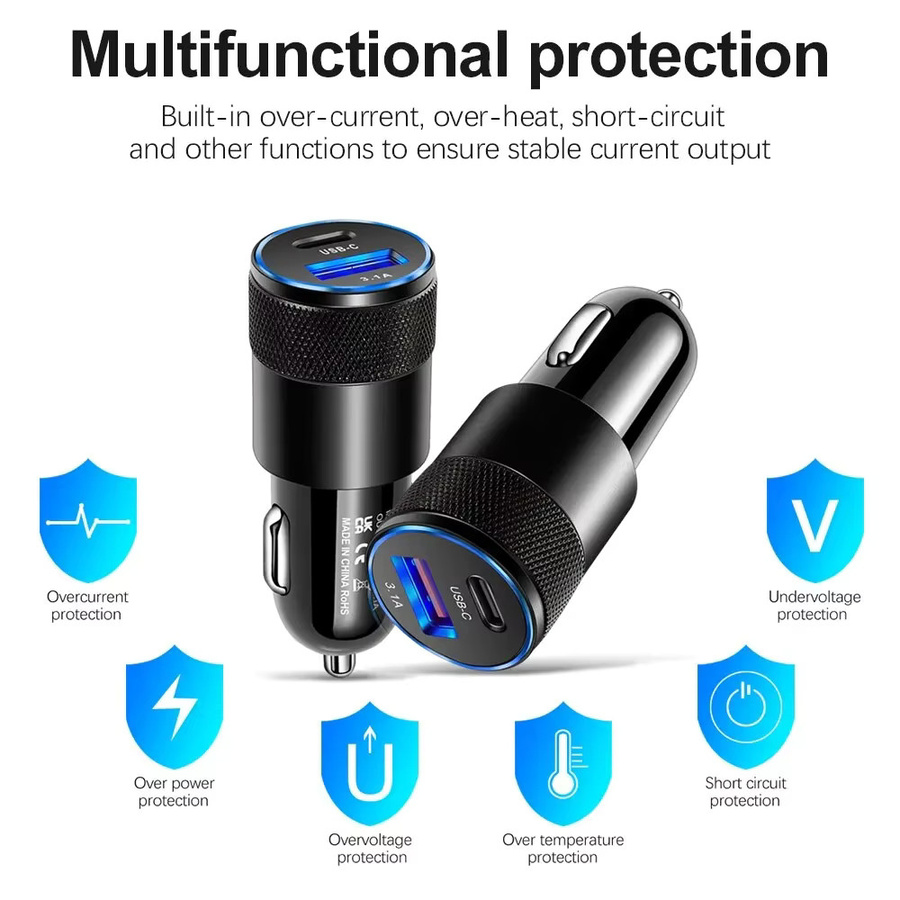 Olaf USB Typ C Autotelefon-Adapter in Schwarz mit 68 W Schnellladung und PD-Unterstützung - Bild 3