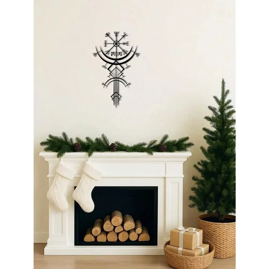 CIFBUY Wikinger-Runen-Wandkunst aus Metall in Schwarz – Nordisches Symbol-Dekor für dein Zuhause - Bild 3