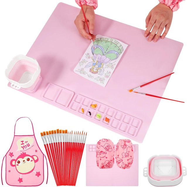 Binchi Keji Travel Silikon Malmatte für Kinder, pink, Set / Bundle - Bild 1