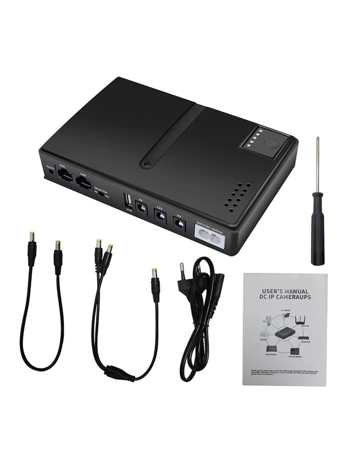 Gaqqee 1018L USV Unterbrechungsfreie Stromversorgung DC-Backup für WIFI-Router und optische Modems in Schwarz mit eingebautem Adapter 5V/9V/12V/15V/24V - Bild 4