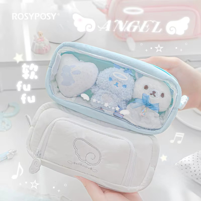INS Sweet Angel's Dream Federmäppchen mit koreanischer Stickerei und Flügeln in Pink oder Blau - Bild 1