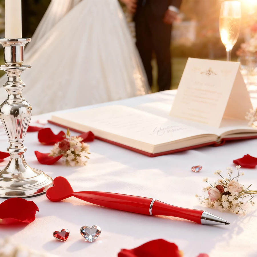 12 herzförmige Kugelschreiber in Rot für Büro und Schule als Valentinstag-Set - Bild 3