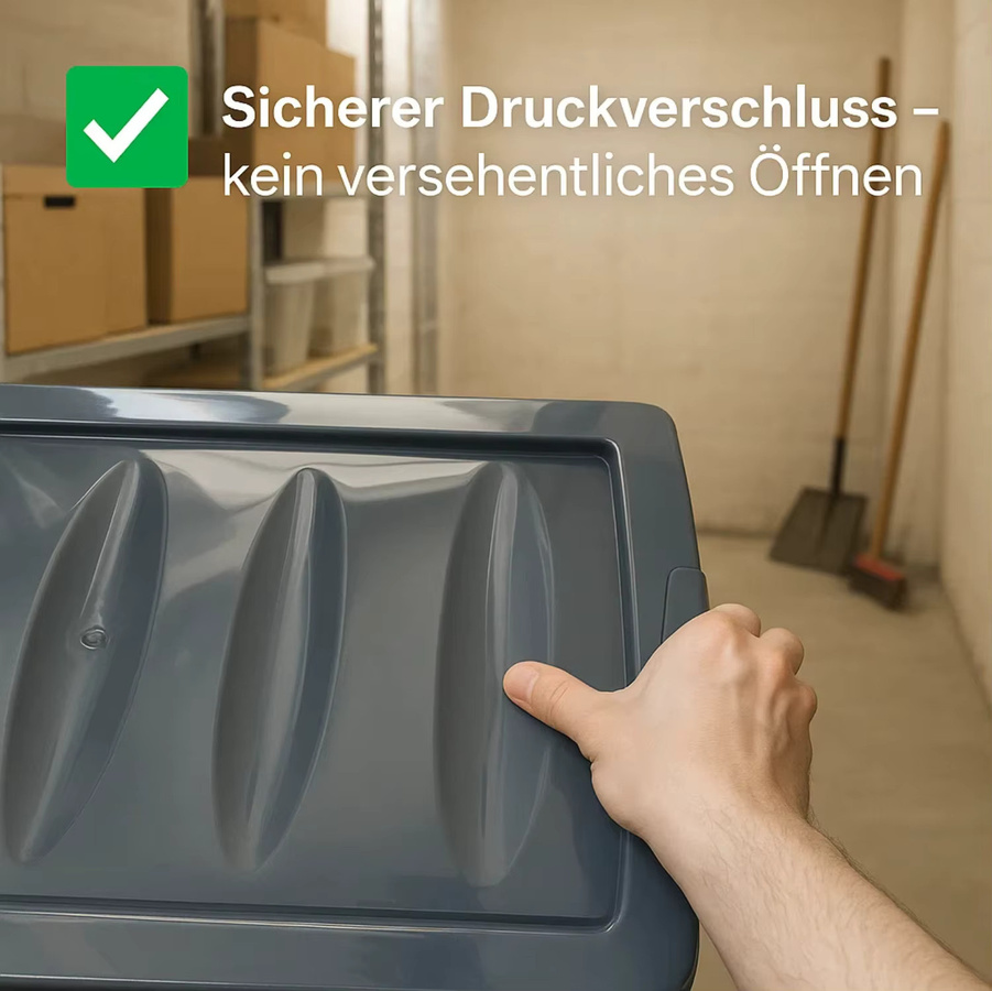 BigDean Budget Line Aufbewahrungsboxen mit Deckel aus Kunststoff, 4er Set, transparent, 60 l pro Box - Bild 2