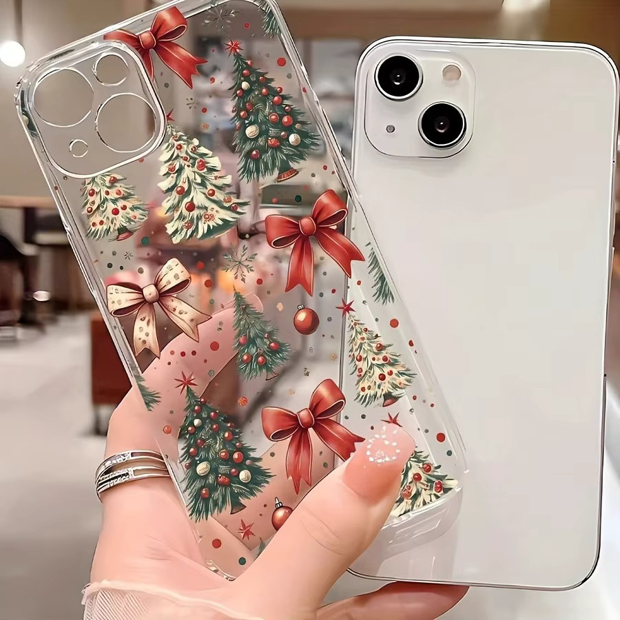 Transparente TPU-Handyhülle mit Schleife und Weihnachtsbaummuster für iPhone 17 16 15 14 13 12 11 Pro Max Plus Mini und XS XR X 8 7 - Bild 3