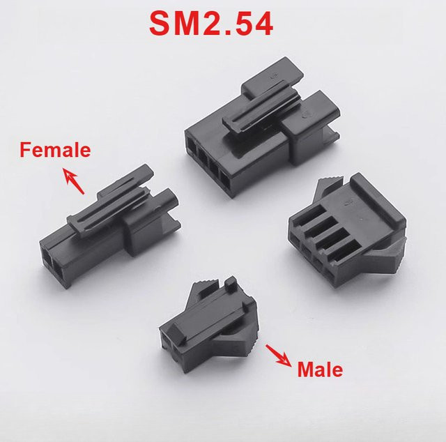 E-SIMPO 50 Stück SM 2,54mm Rastermaß Buchsen- und Steckergehäuse in Schwarz für Crimpanschlüsse - Bild 1