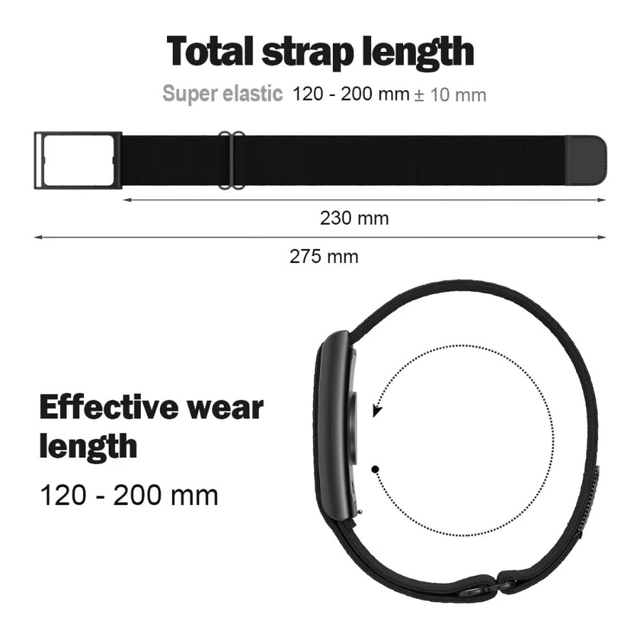 Nylon-Schlaufenarmband für Amazfit Helio, Schwarz, Unisex - Bild 4