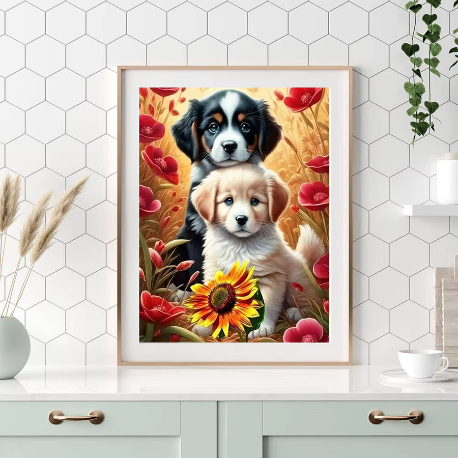 Huacan 5D-Diamantgemälde Hundetier als Diamant-Stickerei in Multicolour, B/H: 20 x 30 cm - Bild 3