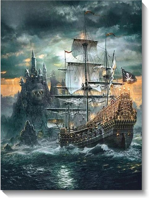 QIZITENG DIY Segelboot Landschaft Muster Diamant Malerei Set, Bunt / Mehrfarbig, für Erwachsene - Bild 1