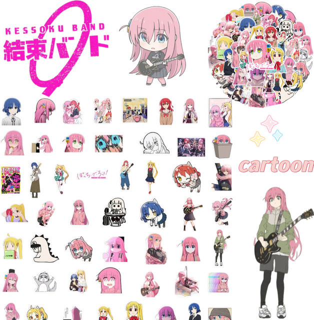 Bandai Bocchi the Rock! Graffiti-Aufkleber, 50-teiliges Set, bunt - Bild 1