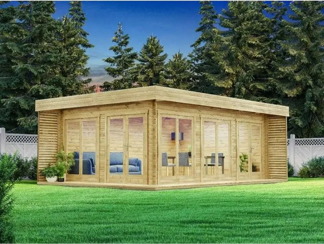 Alpholz Gartenhaus Viva B mit Flachdach, unbehandeltes Holz, B/T: 668 x 492 cm - Bild 1