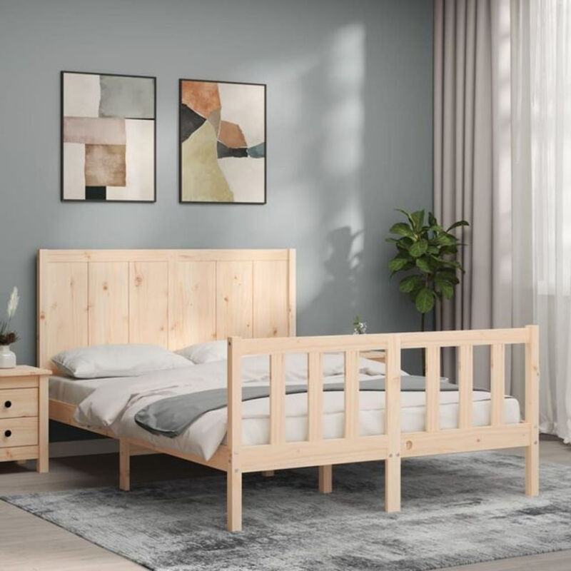Massivholzbett vidaxl aus Kiefernholz in Braun, B/T/H: 120 x 200 cm - Bild 1