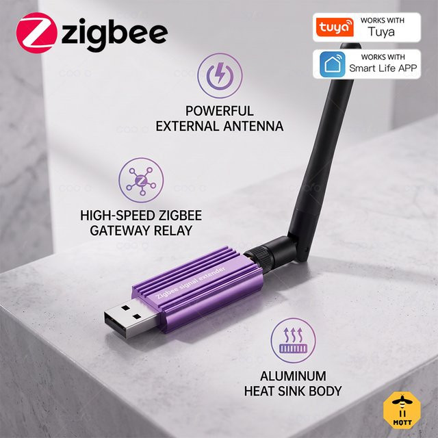 Tuya Zigbee USB-Signalverstärker mit abnehmbarer Antenne als Hochleistungs-Repeater und Smart Home Mesh-Booster für HomeAssistant und Zigbee2MQTT - Bild 1
