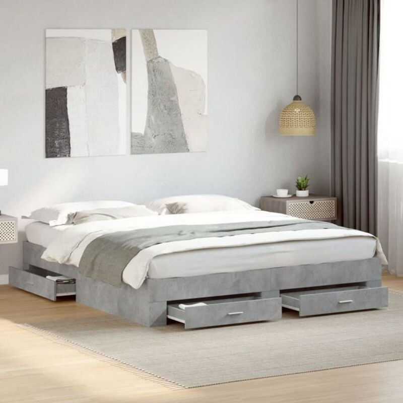 Vidaxl Funktionsbett aus Holzwerkstoff mit Schubladen in Grau, B/T/H: 180 x 200 cm - Bild 1