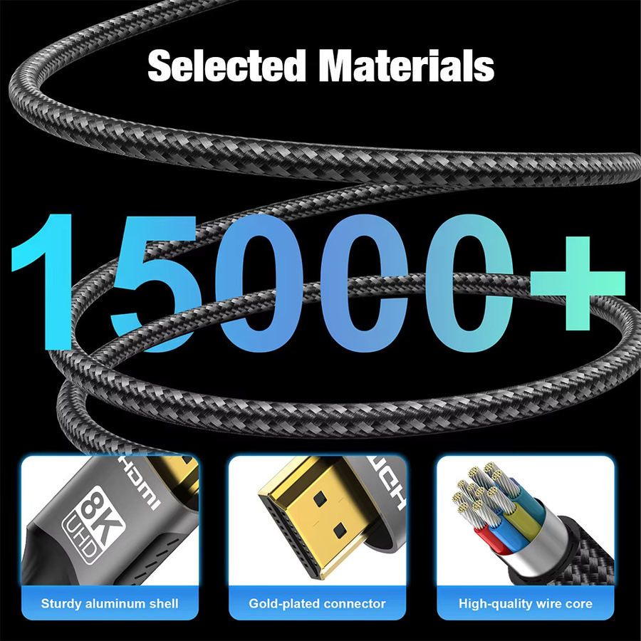 Nephy HDMI 2.1 Ultra High Speed Kabel in Schwarz für 8K High-Definition-Video mit 48 Gbit/s für HDTV, Monitor, PS5 und Xbox - Bild 5