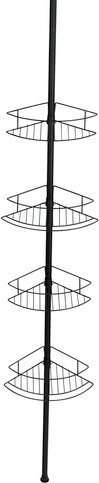 Wenko Teleskop-Duschregal Dolcedo Eckregal aus Edelstahl Schwarz-Matt H: 275 cm, B: 31 cm, T: 23 cm - Bild 1