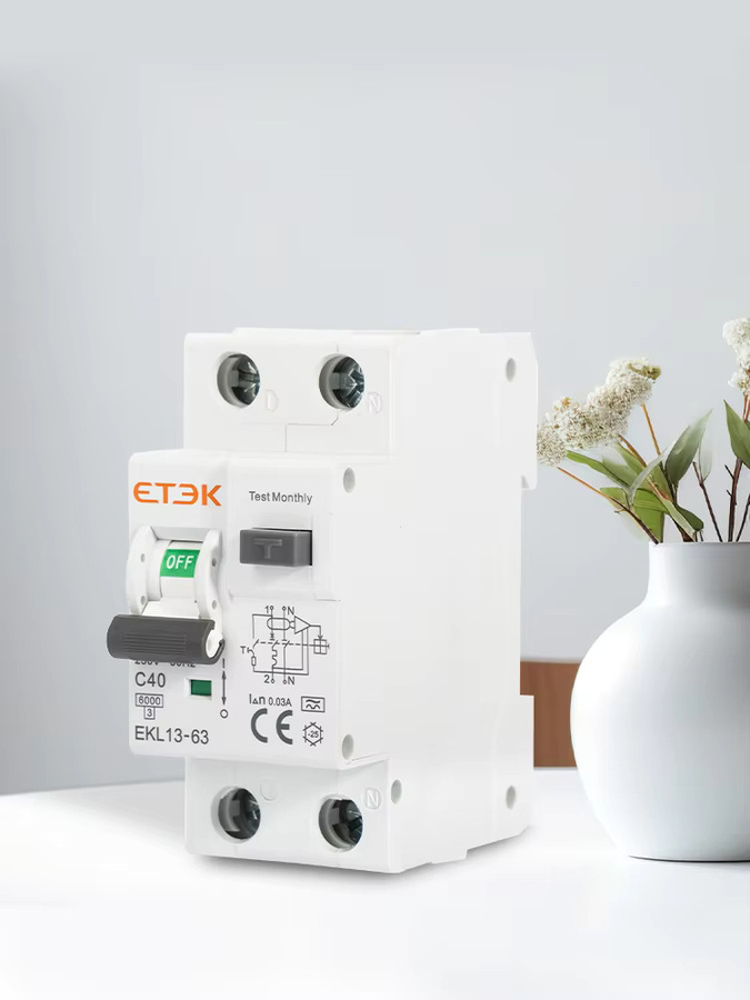ETEK RCBO Fehlerstromschutzschalter Typ A 30mA 1P N Kurzschluss- und Leckstromschutz RCD EKL13 in Weiß - Bild 1