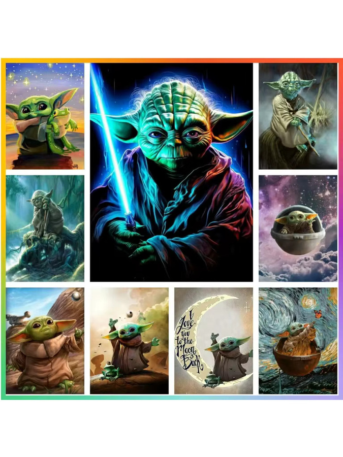 Disney Star Wars Baby Yoda Malen nach Zahlen Set mit mehrfarbiger Cartoon-Leinwand für deine Wanddekoration - Bild 2