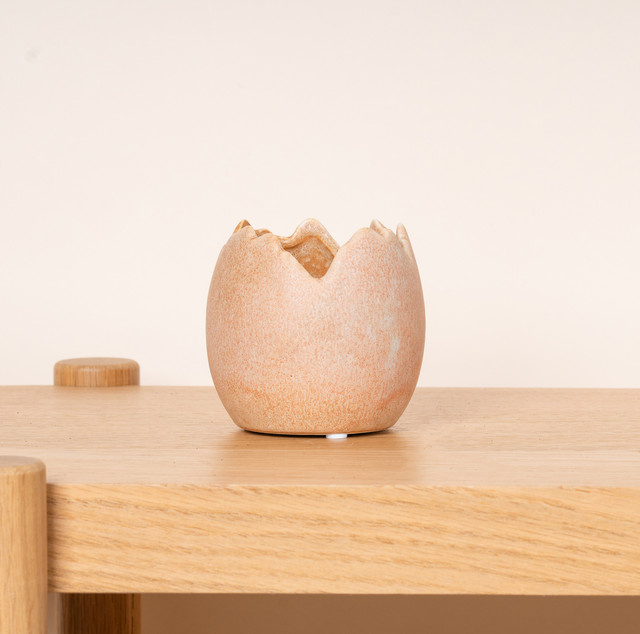 Keramik Übertopf Ei von BLUME2000 in Beige für den Tisch, Höhe: 6 cm - Bild 1