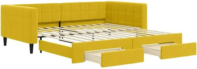 vidaXL Tagesbett ausziehbar mit Schubladen in Gelb, Samt, B/T/H: 223 x 100 x 68 cm - Bild 1