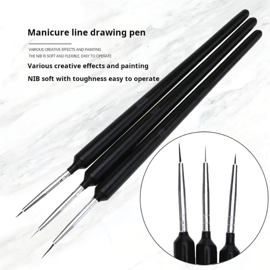 3 Stück professionelle Detailpinsel in Schwarz für Nail-Art und Modellbau - Bild 3