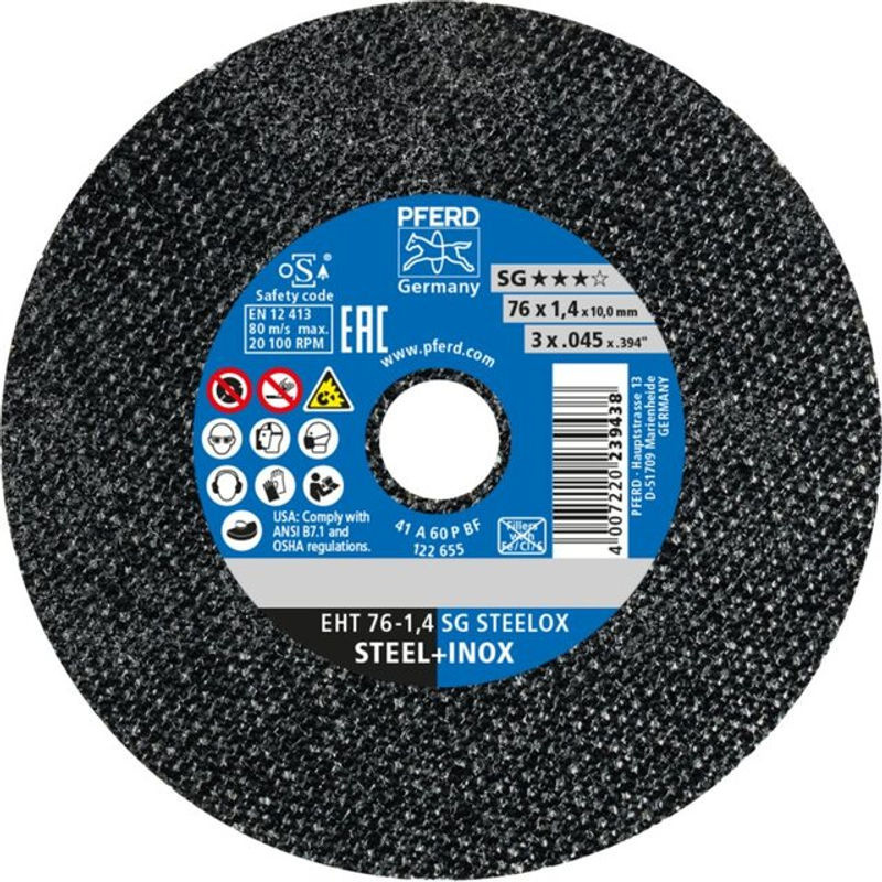 PFERD Klein-Trennscheibe EHT SG STEELOX für Stahl, Edelstahl, Aluminium und NE-Metalle, Durchmesser: 76 mm, Bohrung: 10 mm, Farbe: Schwarz, 50 Stück - Bild 2