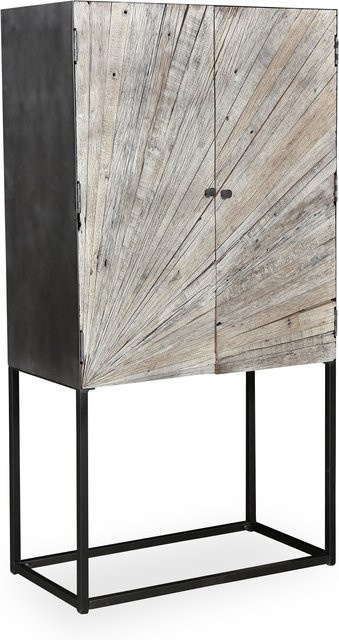 Schrank HARPER Mumbai aus Teakholz und Metall in Braun, Schwarz oder Grau, B/T/H: 90,0 x 40,0 x 160,0 cm - Bild 1