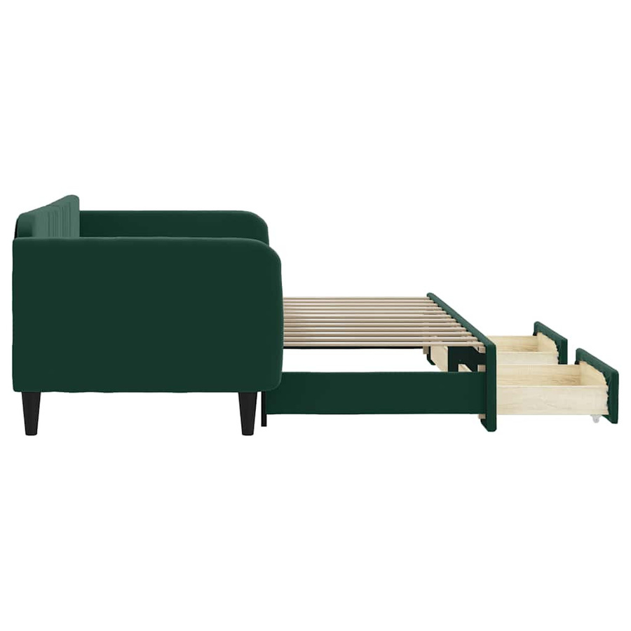 Vidaxl Schlafsofa mit Schubladen aus Samt in Dunkelgrün, Breite: 90 cm, Tiefe: 200 cm - Bild 2