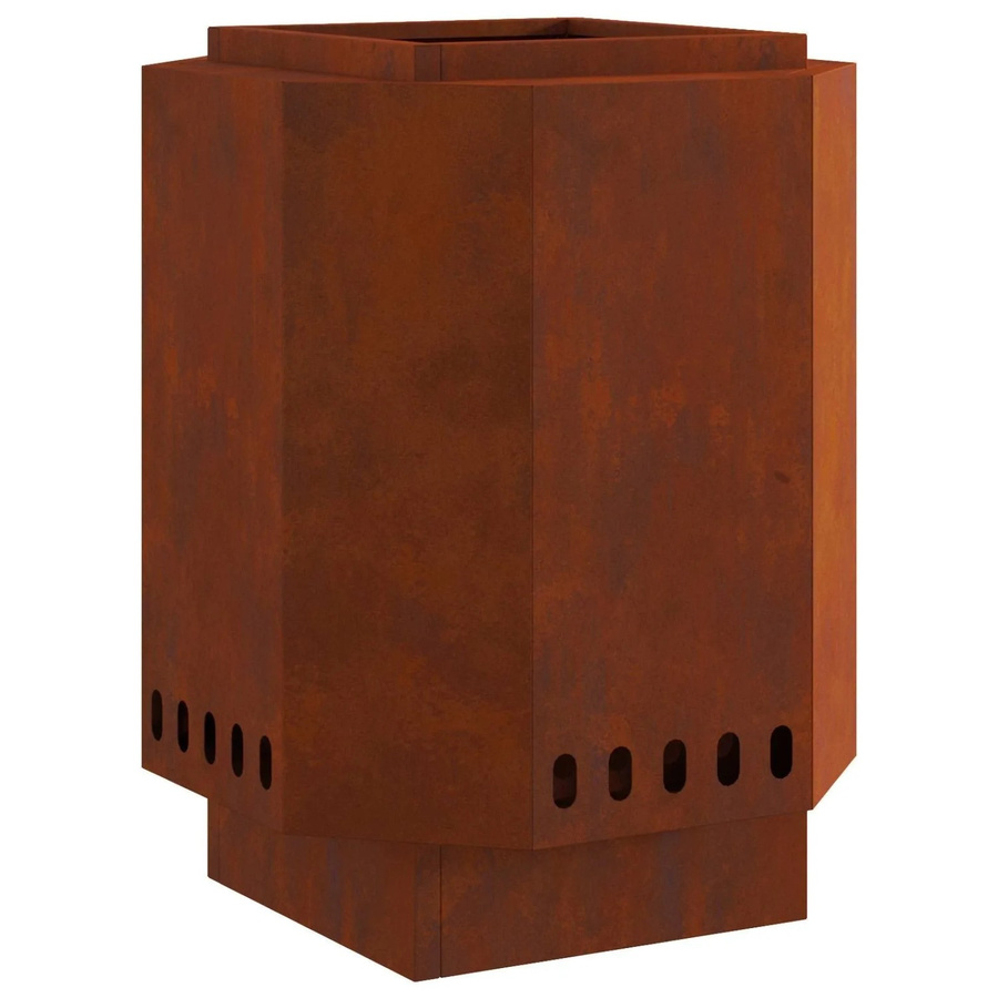 vidaXL Rauchfreier Feuerkorb aus Stahl in Braun mit Sekundärverbrennung und Doppelwand-Luftzufuhr, B/T/H: 38 x 38 x 51 cm - Bild 2