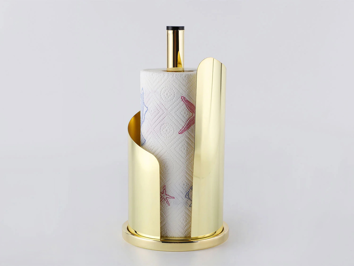 ECHTWERK Küchenrollenhalter aus Edelstahl in Gold, freistehend und rutschfest, B/T/H: 16 x 33 x 33 cm - Bild 2