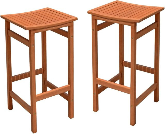 DELUKE Barhocker NIKLAS 2er Set aus Eukalyptusholz in Natur, Höhe: 75 cm, Breite: 38 cm, Tiefe: 42 cm - Bild 1
