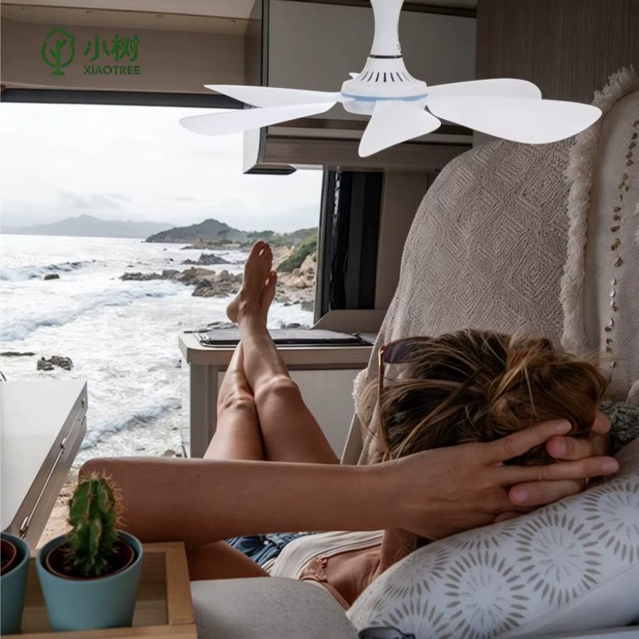XIAOTREE USB-Deckenventilator in Weiß mit 6 abnehmbaren Flügeln, tragbarer DC 5V Luftzirkulationsventilator für Camping, Wohnmobil und Zuhause - Bild 2