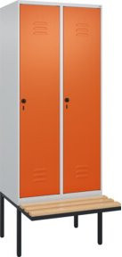 C+P Spind Classic PLUS Garderobenschrank mit Sitzbank, 2 Abteile, Sicherheits-Drehriegel und 4 Garderobenhaken, B/T/H: 212 x 80 x 81,5 cm - Bild 1