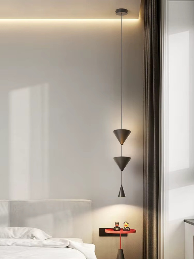 Claeted Minimalistische kegelförmige LED-Pendelleuchte aus Metall in Schwarz oder Weiß - Bild 1