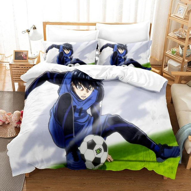 Bettwäscheset Bluelock Anime Fußball mit Bettbezug und Kissenbezug, Blau, B/H: 140 x 210 cm - Bild 1