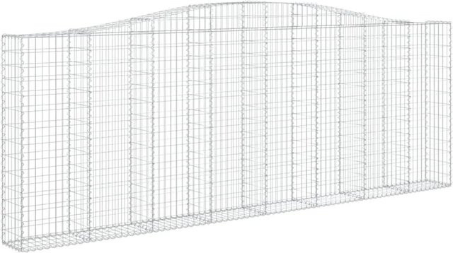 vidaXL Gabionen mit Hochbogen Set aus verzinktem Eisen, 6 Stück, Farbe: Silber, B/T/H: 400 x 30 x 140/160 cm - Bild 1