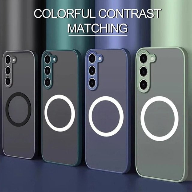 Magnetische Samsung Galaxy Hülle Matt mit Magsafe Funktion Stoßfestes Cover in Schwarz und Rot - Bild 1