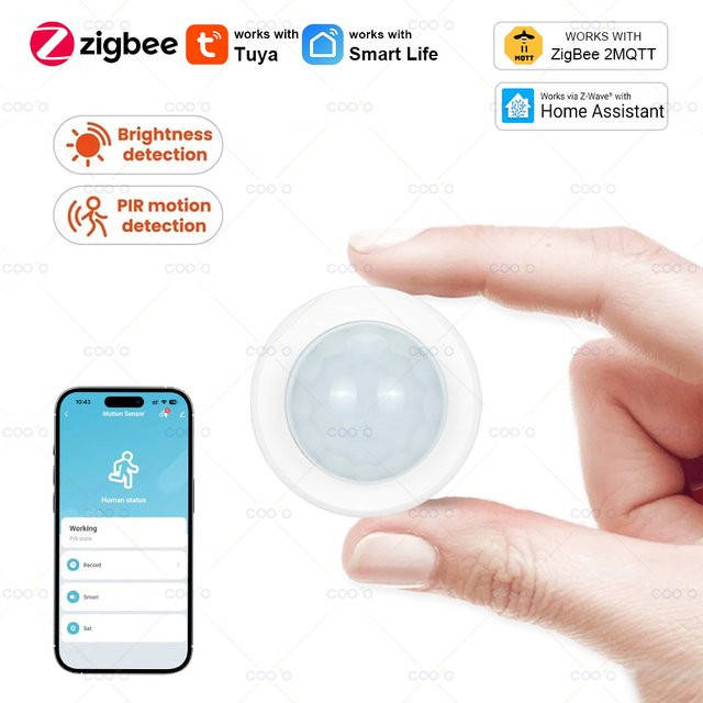 Tuya Zigbee 3.0 Bewegungsmelder mit PIR- und Lux-Erkennung in Weiß - Bild 1