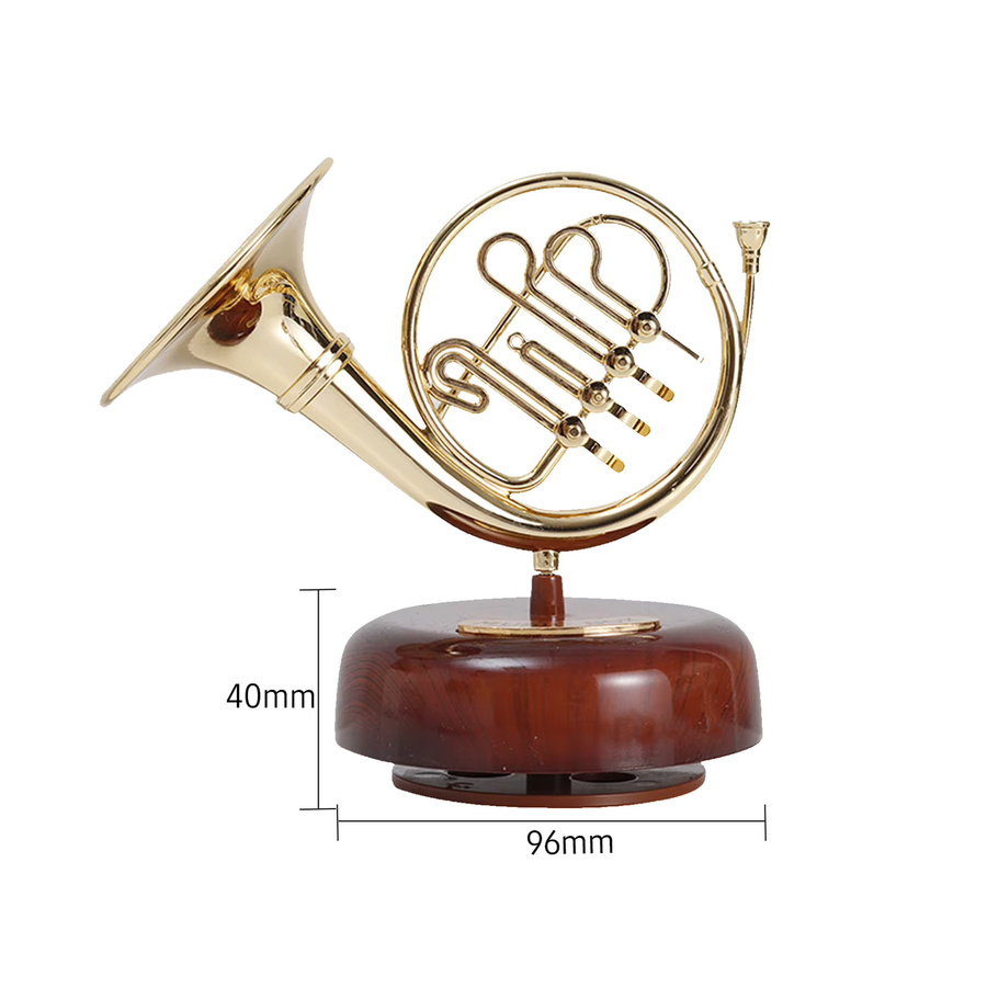 Klassische Saxophon Spieluhr aus Metall in Gold mit rotierender Basis - Bild 2