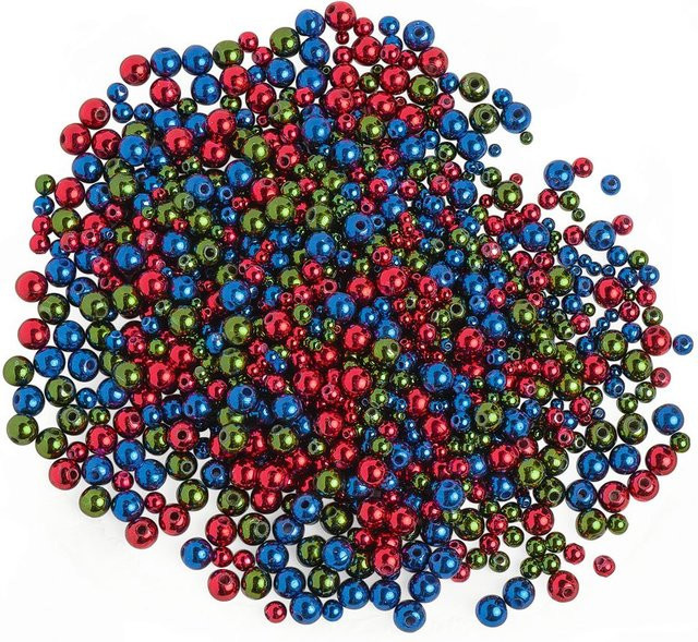 Zauberperle Metallic-Wachsperlen-Sortiment, Farben & Größen Mix, 1.000 Stück - Bild 1
