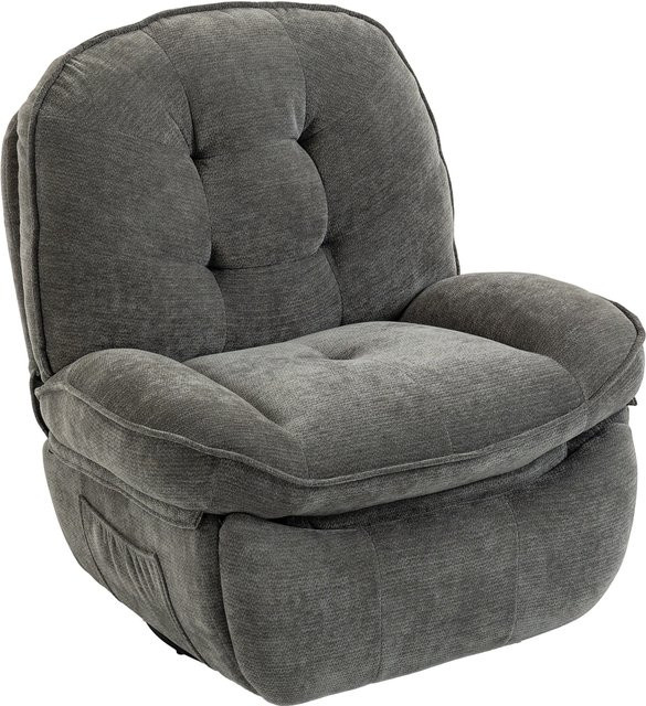 HOMCOM Relaxsessel in Hellgrau mit 360 Grad Drehsitz, Wippfunktion und Fußstütze aus Chenille und Metall - Bild 1