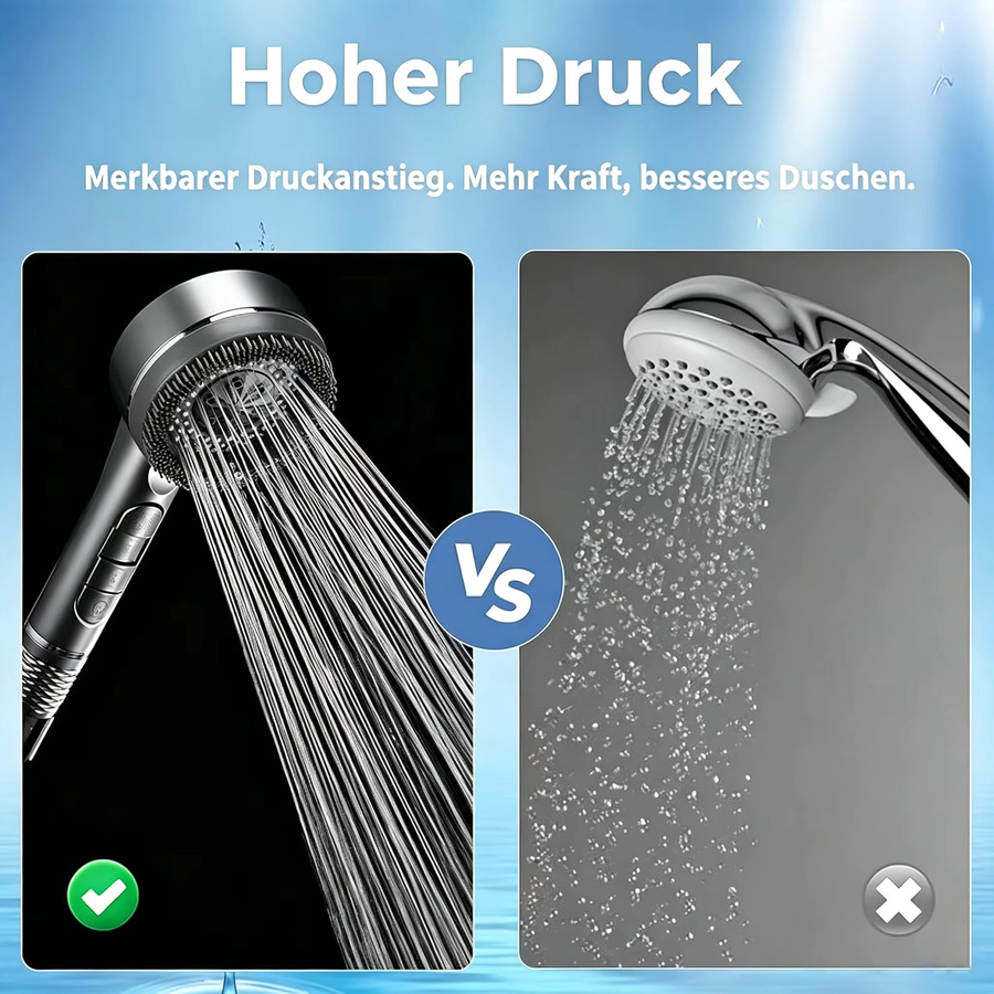 IOUHAPPY Hochdruck-Duschkopf mit Doppelfiltration und Multifunktions-Wasserauslassmodi in Schwarz - Bild 7