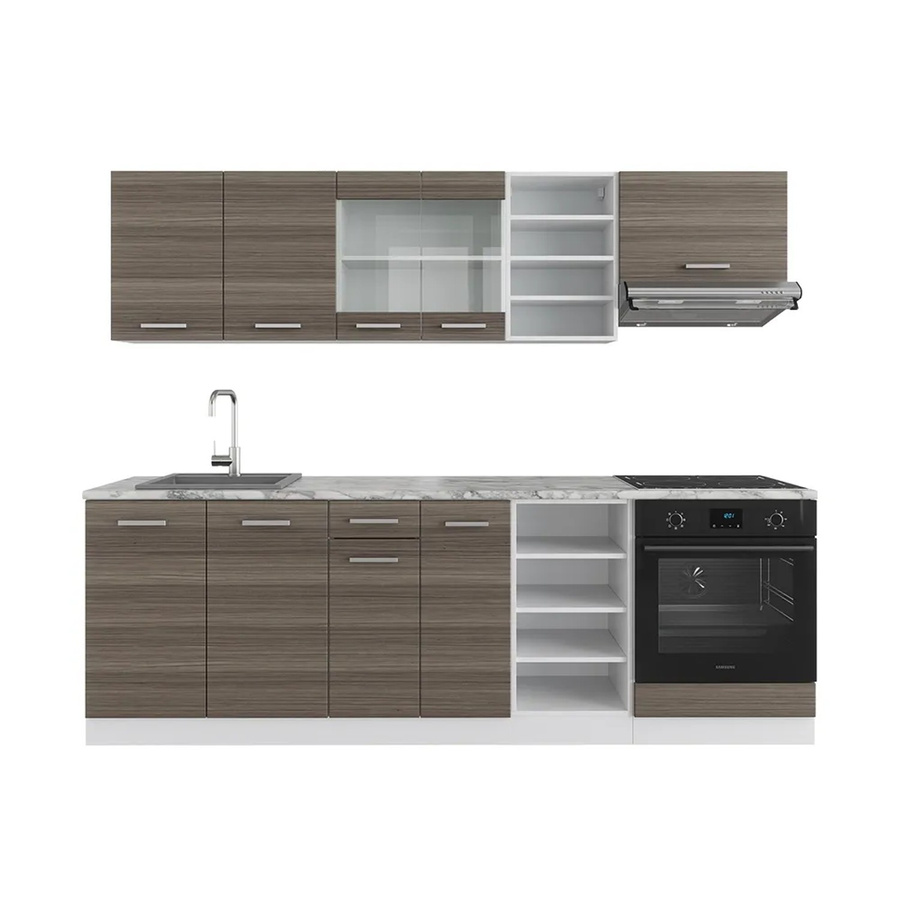 Vicco Küchenzeile R-Line Einbauküche in Weiß und Edelgrau, Breite: 240 cm - Bild 3