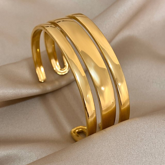 Greatera Manschettenarmband, Edelstahl, vergoldet, Damen - Bild 1