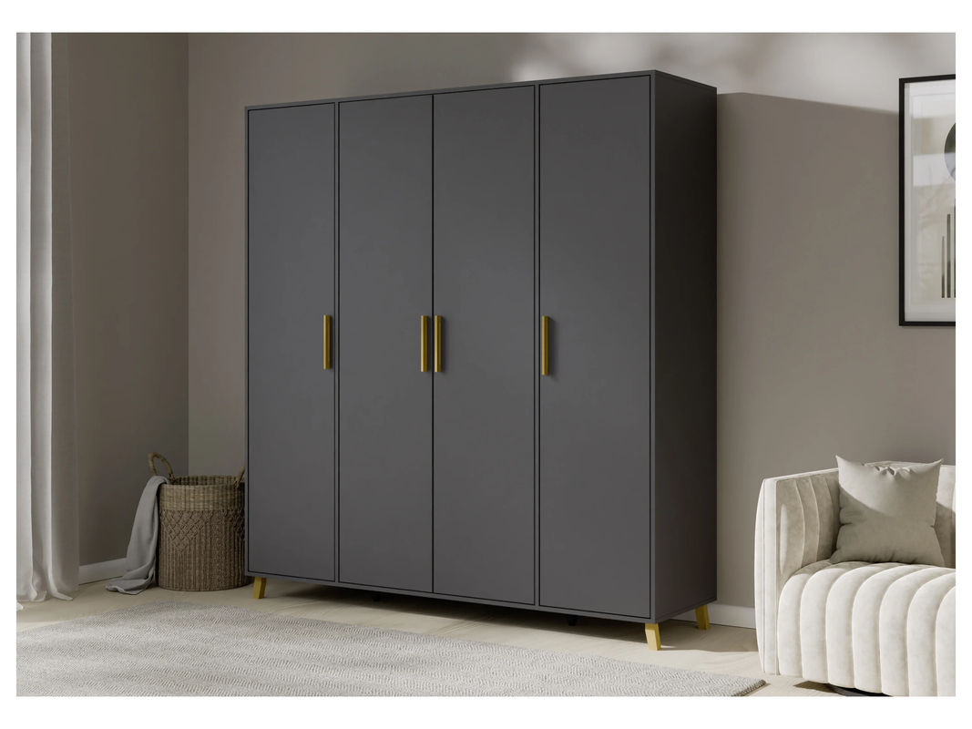 RAUCH BLUE Shinjo Drehtürenschrank in Grau mit Regalböden und Kleiderstange, B/H: 187 x 203 cm - Bild 3