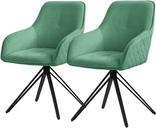 ML-Design Esszimmerstuhl 2er Set drehbar in Grün aus Textil Webstoff mit Armlehnen - Bild 1