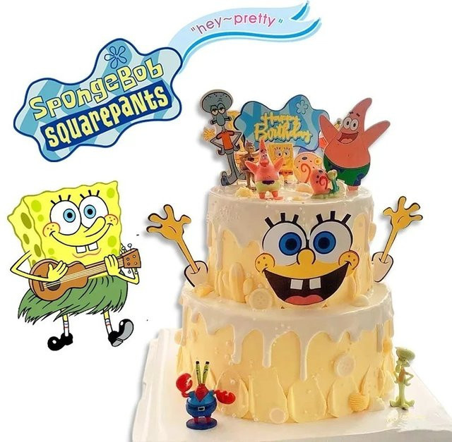 Potdemiel SpongeBob Tortendekoration, Kucheneinlage, Banner, Flagge - Bild 1